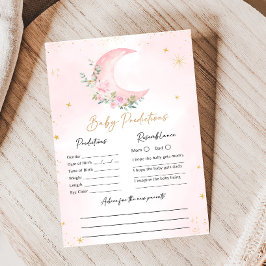 Lámina Pink Moon and Stars Baby Shower Predictions Game