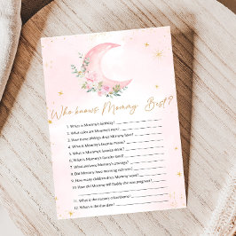 Lámina Pink Moon and Stars Shower Who Knows Mommy Game