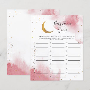 Lámina Pink Moon Baby Name Shower Game