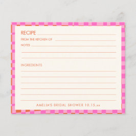 Lámina Pink Orange Personalized Bridal Shower Recipe Card