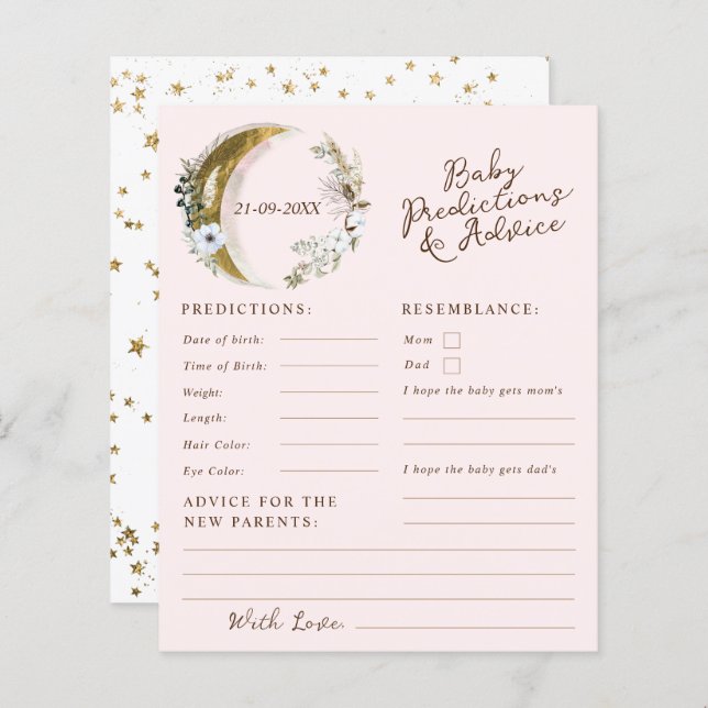 Lámina Pink Over the Moon Baby Predictions and Advances (Anverso / Reverso)