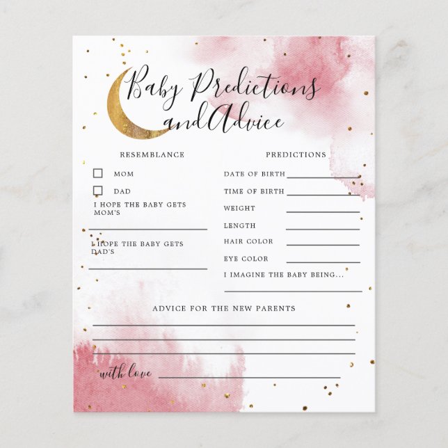 Lámina Pink Over the Moon Baby Predictions and Advances (Anverso)