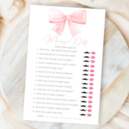 Lámina Pink Pastel Bow Mamá O Papi Adivina Quién Juego