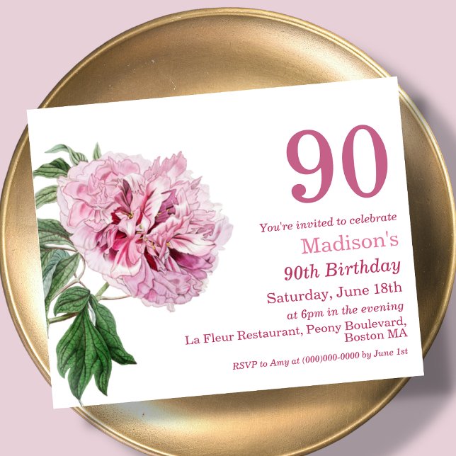 Lámina Pink Peony | 90.ª invitación al cumpleaños del pre (Subido por el creador)