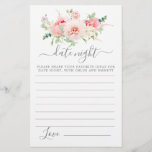 Lámina Pink Peony Floral Greeneration Date Night Card<br><div class="desc">Una hermosa frontera floral de peones rosados se topa con esta tarjeta de la noche del día. Coordina con la colección de duchas botánicas de rosa rosa.</div>