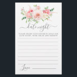Lámina Pink Peony Floral Greeneration Date Night Card<br><div class="desc">Una hermosa frontera floral de peones rosados se topa con esta tarjeta de la noche del día. Coordina con la colección de duchas botánicas de rosa rosa.</div>