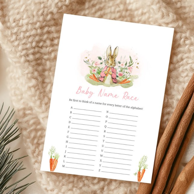 Lámina Pink Peter Rabbit Baby Shower Name Race Game (Subido por el creador)