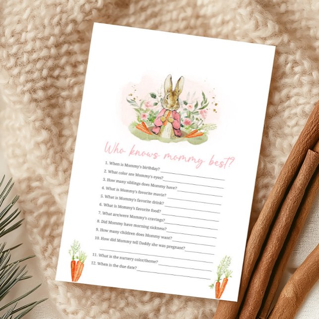 Lámina Pink Peter Rabbit Baby Shower Who Knows Mommy Game (Subido por el creador)