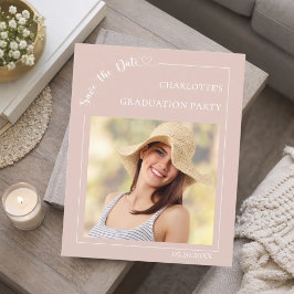 Lámina Pink photo Graduation Party Save the Date card