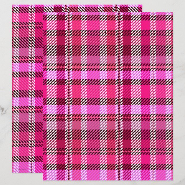 Lámina Pink Plaid Scrapbook Paper 2-Sided Page (Anverso / Reverso)