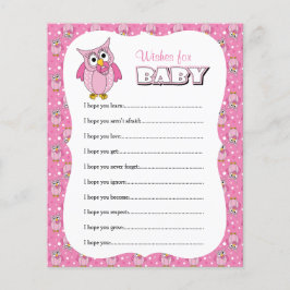 Lámina Pink Polka Dot Owl Baby Shower - Deseos