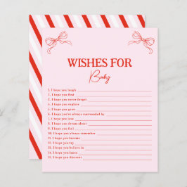 Lámina Pink Red Bow Christmas Wishes For Baby Advice Card