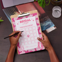 Pink Retro Disco Bridal Ducha Bingo Cards