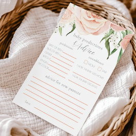 Lámina Pink Rose Floral Girl Baby Shower Prediction Game