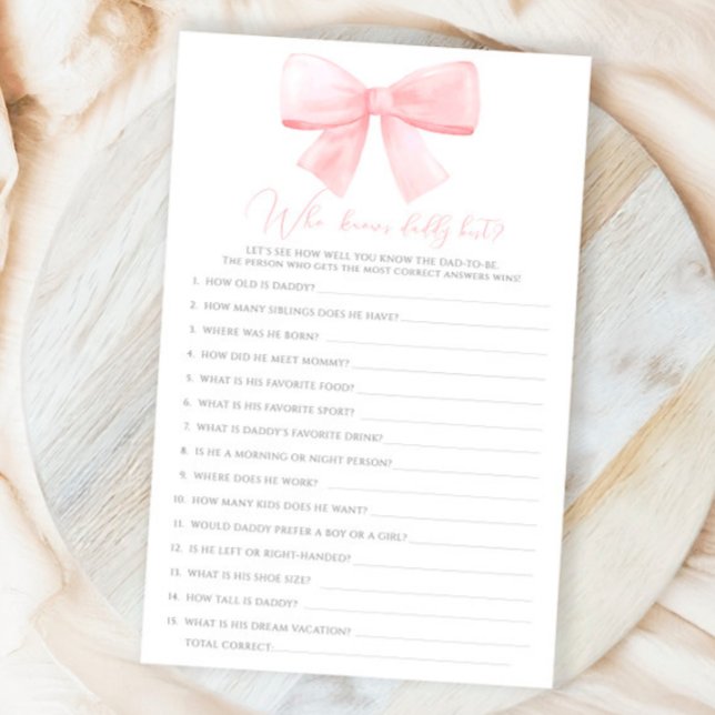 Lámina Pink Rubor Pastel Bow quien conoce mejor a papá (Subido por el creador)