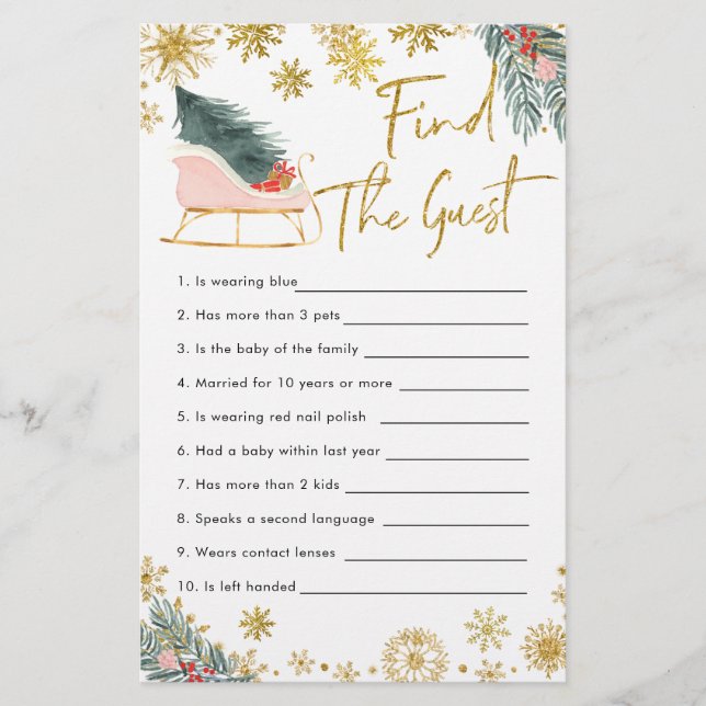 Lámina Pink Sleigh Winter Baby Shower Encuentra Al Invita (Anverso)