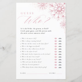 Lámina Pink Snow in Love Guess Who Bridal Shower Game