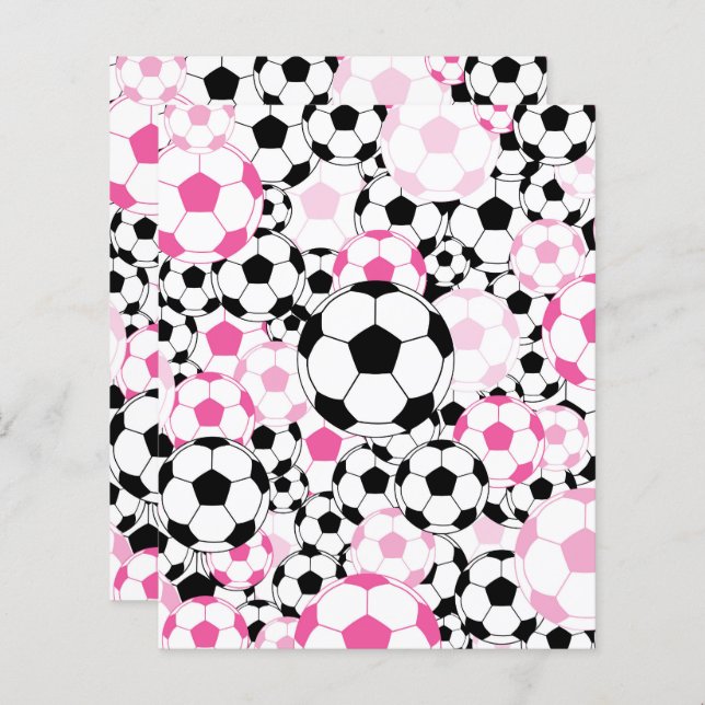 Lámina Pink Soccer Ball Pattern Scrapbook Craft Paper (Anverso / Reverso)