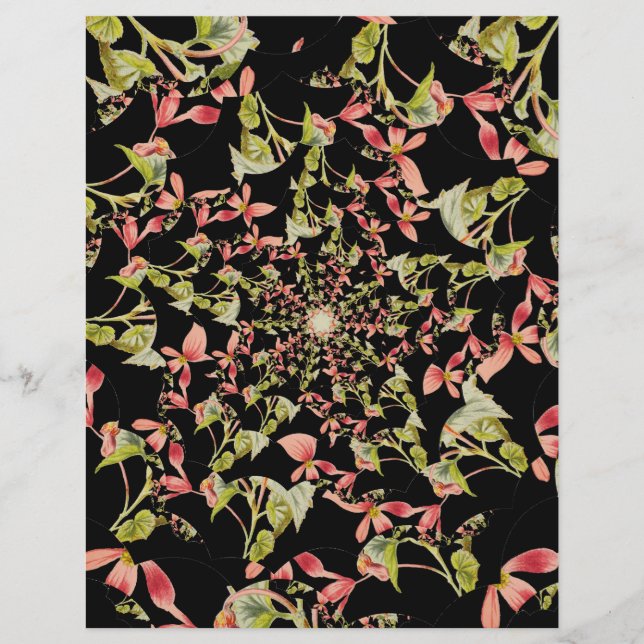 Lámina Pink Soft verde negro Begonia Scrapbook papel (Anverso)