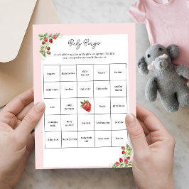Lámina Pink Strawberry Baby Shower Baby Bingo Activity