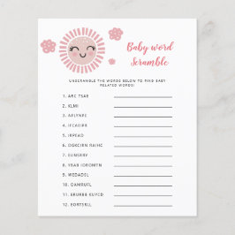 Lámina Pink Sunshine Baby Shower Word Scramble Game