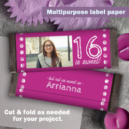 Lámina Pink Sweet 16 Birthday Candy Bar Wrapper