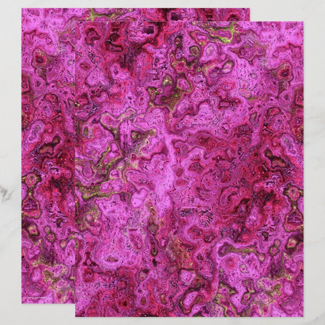 Lámina Pink Swirly Marble Scrapbook Paper 2-Sided Page (Anverso / Reverso)
