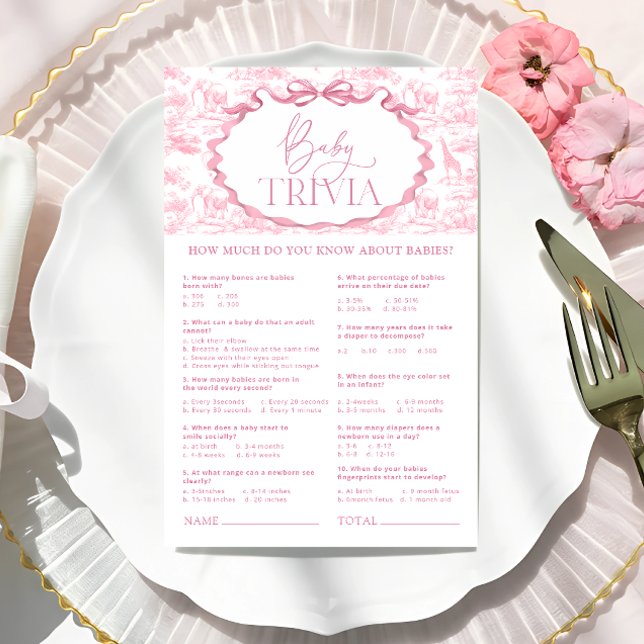 Lámina Pink Toile Safari Animales Baby Trivia Game (Subido por el creador)