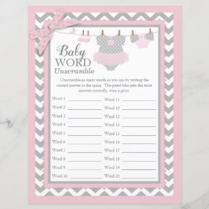 Lámina Pink Tutu Chevron Imprimir Baby Shower Word Scramb
