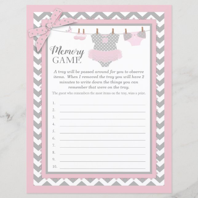 Lámina Pink Tutu Chevron Imprimir juego de memoria Baby S (Anverso)