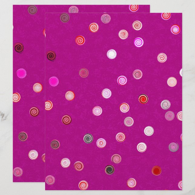 Lámina Pink Twisty Polka Dot Spiral 2-Sided Scrap Paper (Anverso / Reverso)