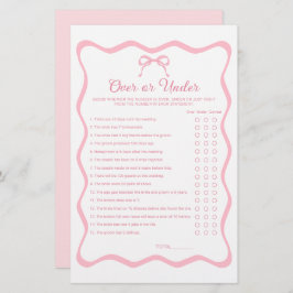 Lámina Pink Tying the Knot Bridal Shower Over Under Game