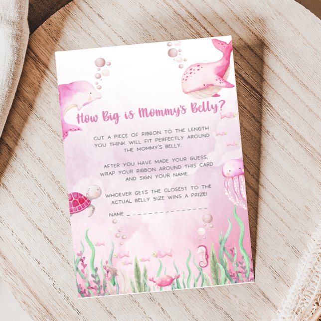 Lámina Pink Under the Sea Baby Shower How Big Is Game (Under the Sea Baby Shower Game)