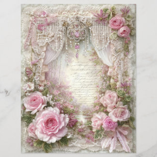 Lámina Pink Vintage Junk Journal Scrapbook Paper