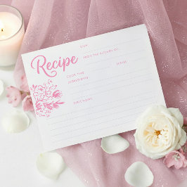 Lámina Pink Whimsical Bridal Shower Recipe Card