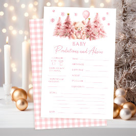 Lámina Pink Winter Teddy Bear Baby Predictions Advice