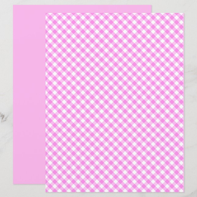 Lámina Pinky Pink Gingham Scrapbook Paper (Anverso / Reverso)