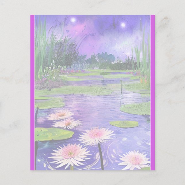 Lámina Pintando noche estrellada en el estanque (Anverso)