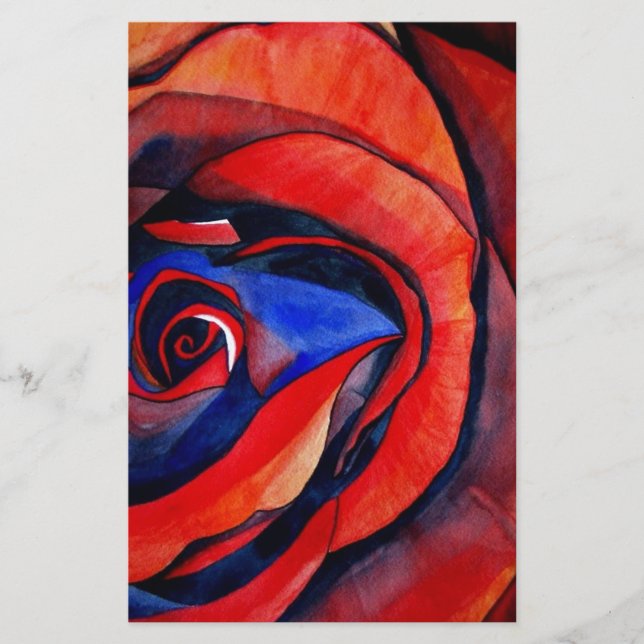 Lámina Pintura abstracta de rosa rojo macro (Anverso)