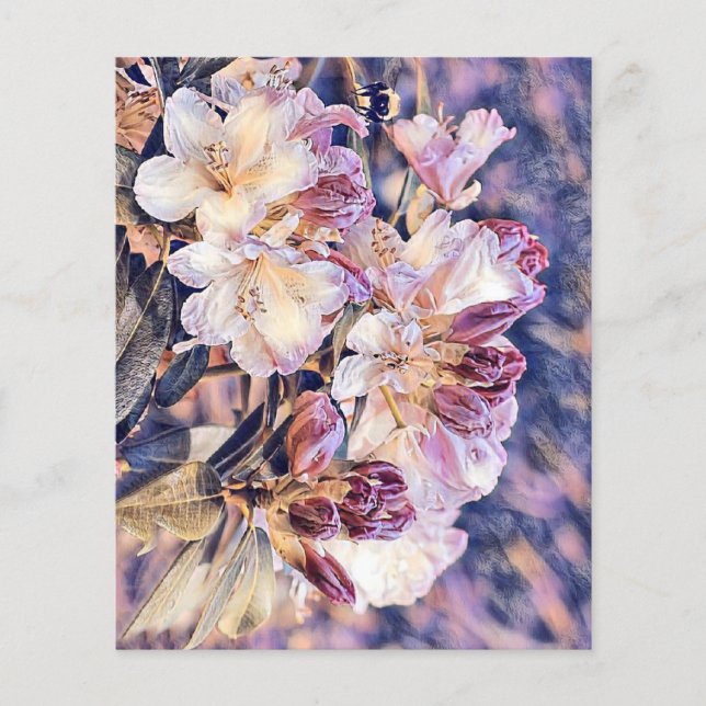 Lámina Pintura acuarela de una flor de azeea morada (Anverso)