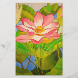 Lámina pintura acuarela rosa Lotus