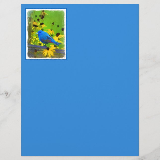 Lámina Pintura de Azulillo Indigo - Arte Original de Aves (Anverso)