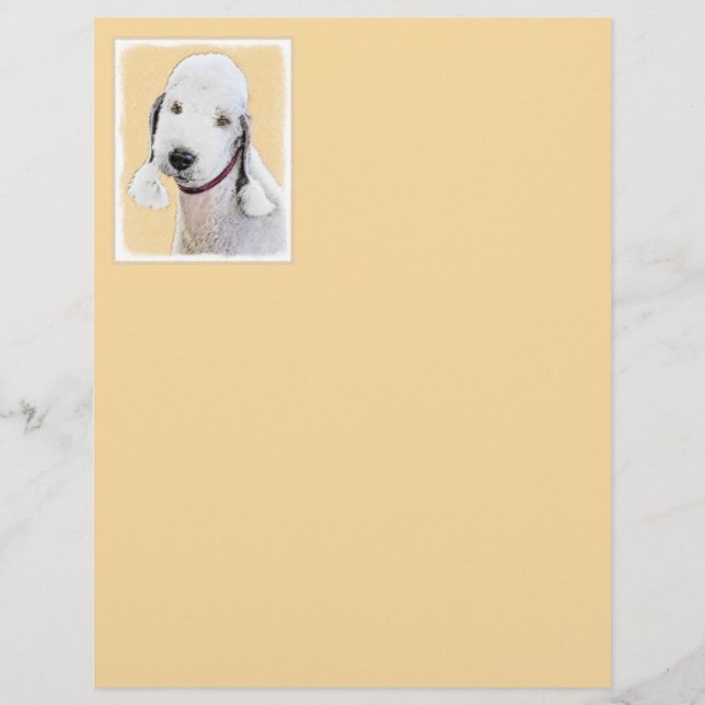 Lámina Pintura de Bedlington Terrier - Original Perro Art (Anverso)