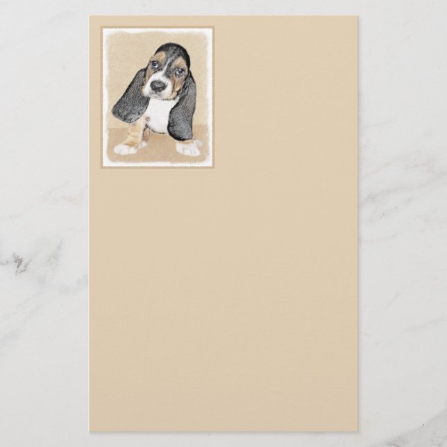 Lámina Pintura de cachorro de abeja de Basset - Arte Perr (Anverso)
