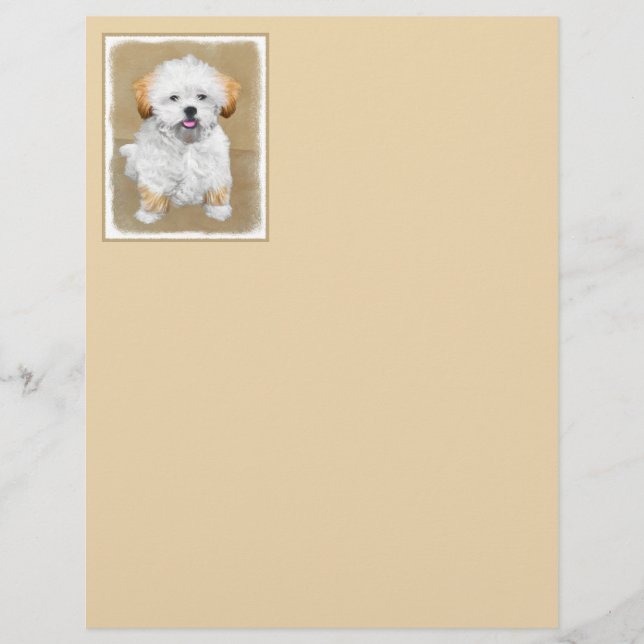 Lámina Pintura de cachorro de Aprenta Lhasa - Arte de Per (Anverso)