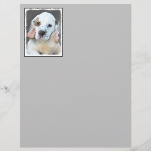 Lámina Pintura de Clumber Spaniel - Arte de Perro Origina (Anverso)