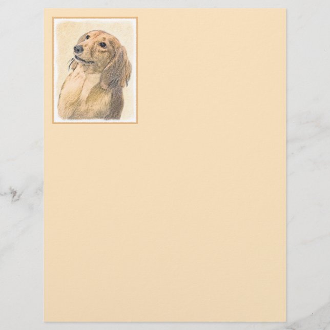 Lámina Pintura de Dachshund (de cabello largo) - Arte Per (Anverso)