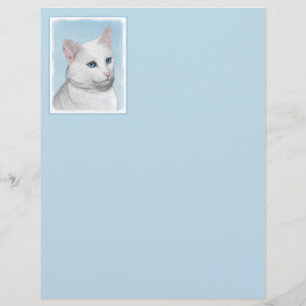 Lámina Pintura de gato blanco - Arte de gato original lin