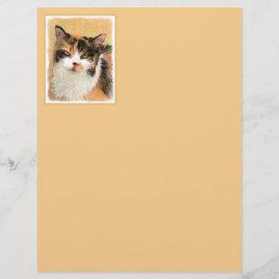 Lámina Pintura de gato calico - Arte de gato original lin