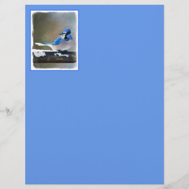 Lámina Pintura de Jay azul - Arte de pájaro original (Anverso)